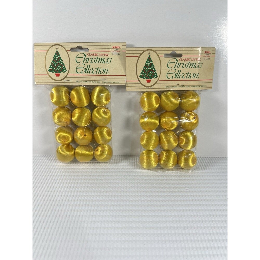 Vintage Commodore Unbreakable Small Yellow Satin Balls Set Of 24